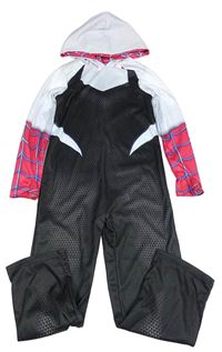 Kostým - Černo-bílo-červená kombinéza s kapucí Rubies