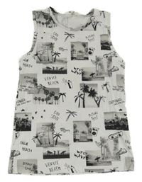 Bílé tílko s palmami a auty H&M
