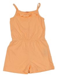 Neonově oranžový bavlněný kraťasový overal s volánem Kiki&Koko