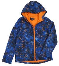 Tmavomodro-modro-oranžová vzorovaná softshellová funkční bunda s kapucí Mountain Warehouse