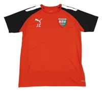 Červeno-černé sportovní funkční tričko s potiskem Puma