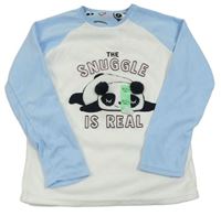 Bílo-modré fleecové pyžamové triko s pandou Primark