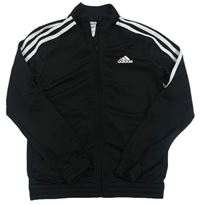 Černá sportovní propínací mikina s logem a pruhy Adidas