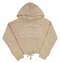 Pudrová crop mikina s nápisem a kapucí H&M