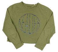 Khaki crop triko s potiskem Esprit