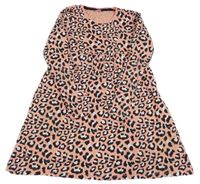 Růžovo-černé leopardí bavlněné šaty zn. Y.F.K.