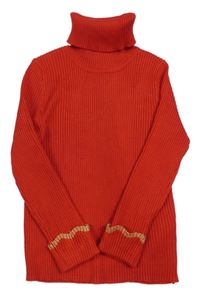 Červený pletený rolák Primark