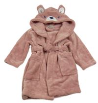 Starorůžový chlupatý župan s medvědem a kapucí John Lewis