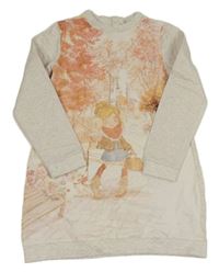 Smetanovo-světlebéžové teplákové šaty s dívkou Mayoral