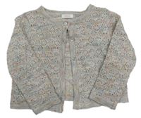 Šedo-barevný perforovaný lehký propínací svetr Next