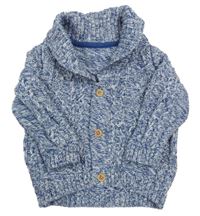 Modro-bílý melírovaný propínací svetr M&S