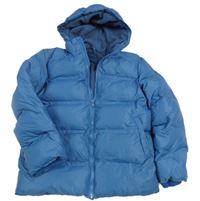 Modrá šusťáková zimní prošívaná bunda s kapucí 