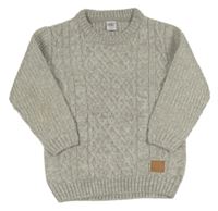 Šedý vzorovaný svetr s nášivkou Pep&Co