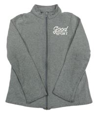 Šedá melírovaná propínací mikina s nápisem 