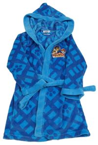 Modrý vzorovaný chlupatý župan s Tlapkovou patrolou a kapucí 