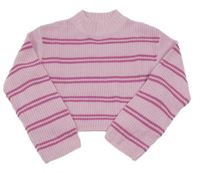 Růžový crop pruhovaný svetr H&M