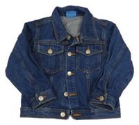 Tmavomodrá riflová bunda s kapsami 