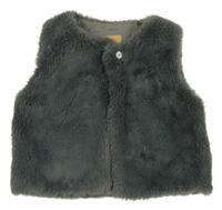 Tmavošedá kožešinová podšitá vesta 