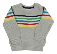 Šedý svetr s barevnými pruhy Topomini