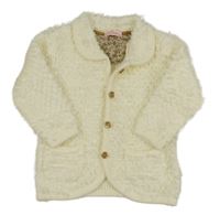 Smetanový pletený propínací svetr 