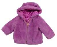 Fuchsiový kožešinový podšitý kabátek s kapucí Nutmeg