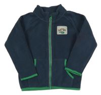 Tmavomodrá fleecová propínací mikina s nášivkou 