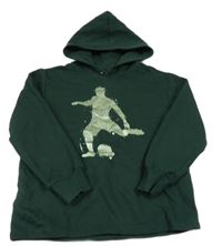 Tmavozelená mikina s potiskem a kapucí bpc