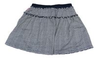 Tmavomodro-bílá pruhovaná sukně s všitými kraťasy kids