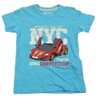 Modré tričko s autem 