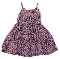 Starorůžové lehké šaty s leopardím vzorem Primark