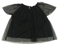 Černá třpytivá tylová halenka H&M