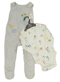 2set - Šedé dupačky s obrázky + bílé body s obrázky M&S