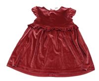 Růžové sametové šaty s volánky 