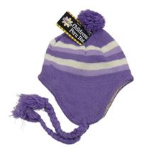 Nové - Fialovo-bílá čepice s bambulí 