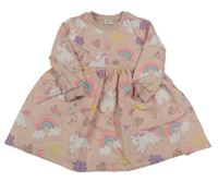 Růžové teplákové šaty s jednorožci F&F