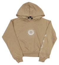 Béžová crop mikina se sluncem a kapucí New Look