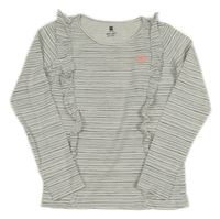 Bílo-černé pruhované triko s volánky Hema