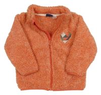 Korálová melírovaná chlupatá propínací mikina se srdcem Lupilu