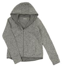 Šedá melírovaná propínací pletená mikina s kapucí Matalan