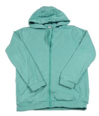 Zelenomodrá propínací mikina s kapucí Tu