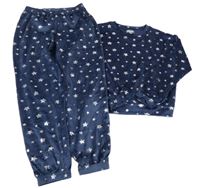 Tmavomodré plyšové pyžamo s hvězdami 
