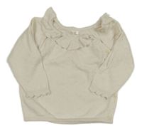 Smetanový vzorovaný propínací svetr s límečkem H&M