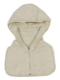 Smetanová šusťáková zateplená oboustranná vesta s kapucí F&F