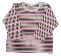 Bílo-růžovo-hnědé pruhované triko 