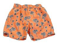 Neonově oranžové plážové kraťasy s palmami Primark