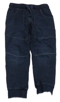 Tmavomodré teplákové cuff rifle s úpletovým pasem Topolino