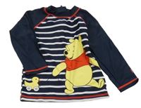 Tmavomodro-bílé pruhované UV triko s medvídkem Pú Disney