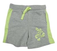 Šedo-neonově zelené teplákové kraťasy s kaktusem 