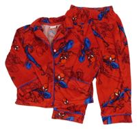 Červeno-tmavomodré plyšové pyžamo se Spider-manem 