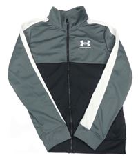 Antracitovo-bílo-černá propínací sportovní mikina s logem Under Armour